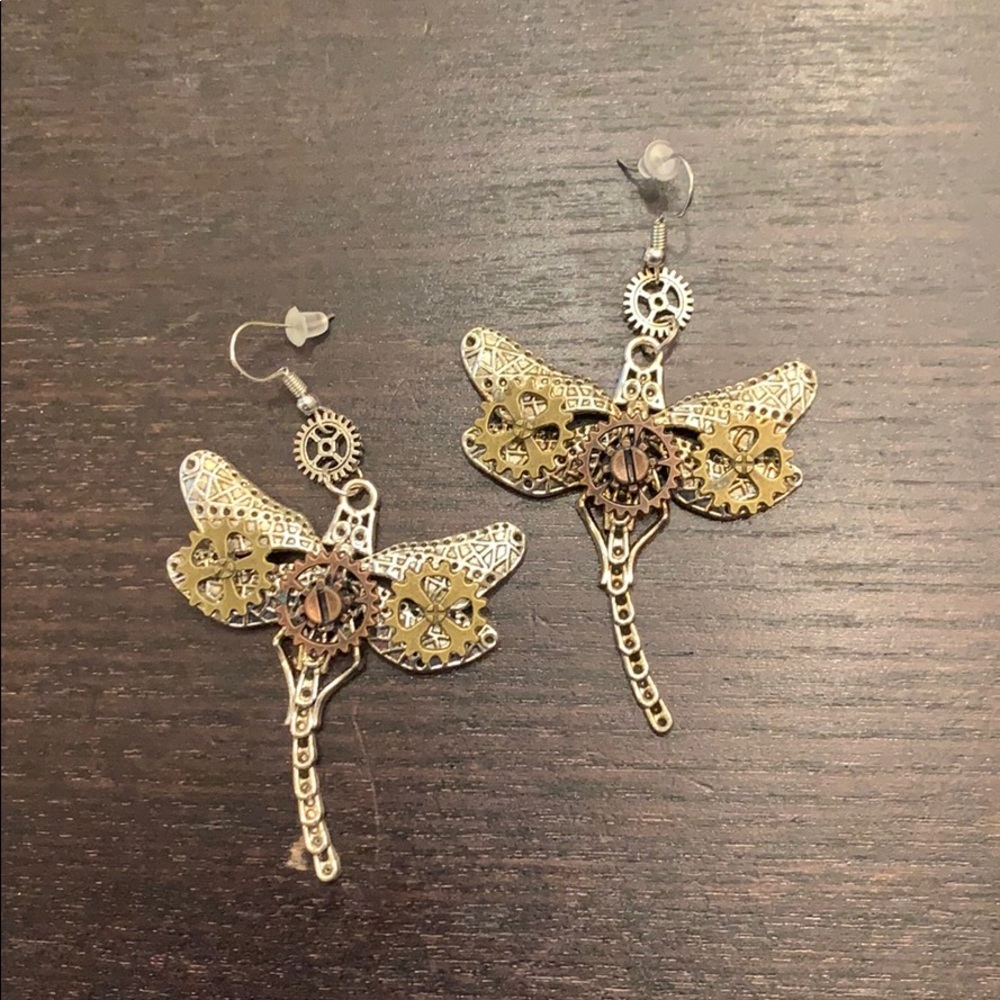 Dragonfly steampunk earrings